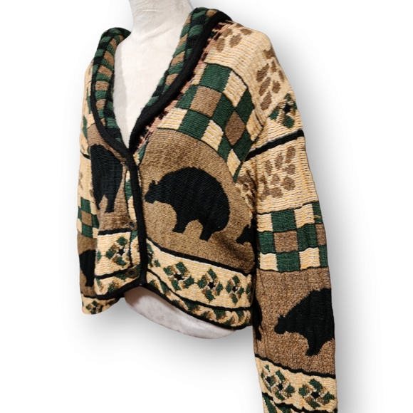 Vintage Sugar Weavers Cotton Woven Bear Blanket Jacket - Picture 2 of 5